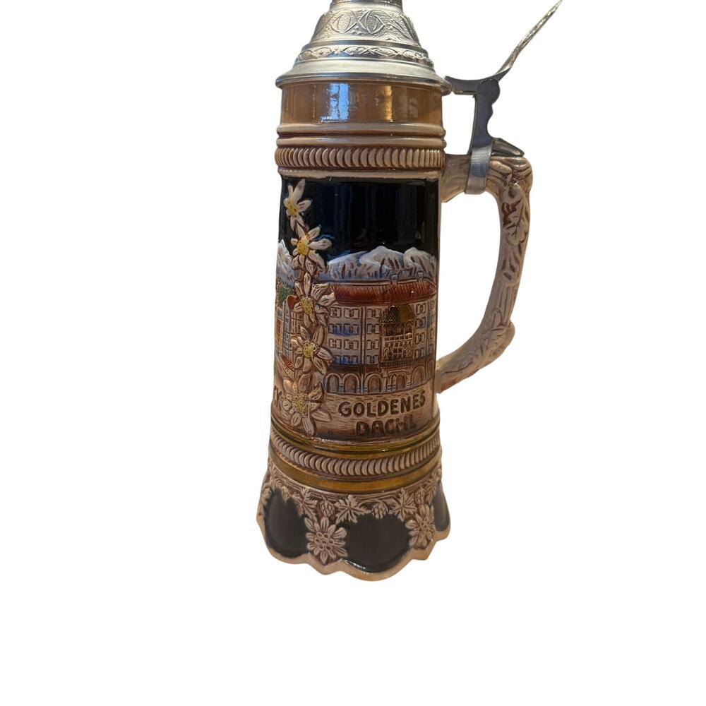 Vintage King-Werk Musical Beer Stein Edelweiss Swiss Music Box Innsbruck 11”